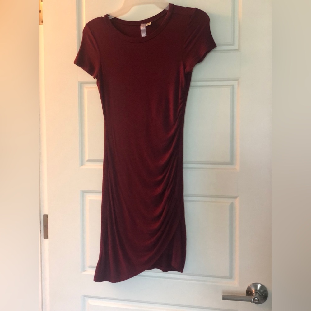 Maroon long shirt or body con dress